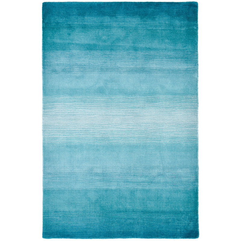 Handmade Flat-Woven Rug Knag Made Of Wool In Turquoise, Rectangular 160 x 230cm