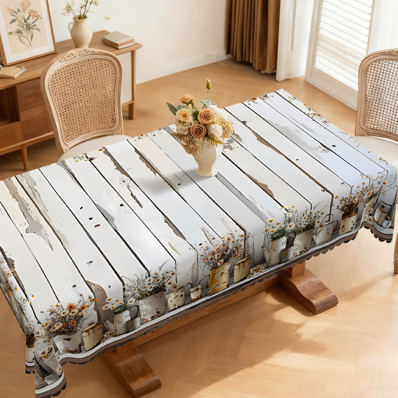 Farmhouse-style Tablecloth, Vintage Distressed Wood Grain Pattern, Rectangular Machine-Washable Tablecloth, Perfect for Indoor Dining and Family Gatherings