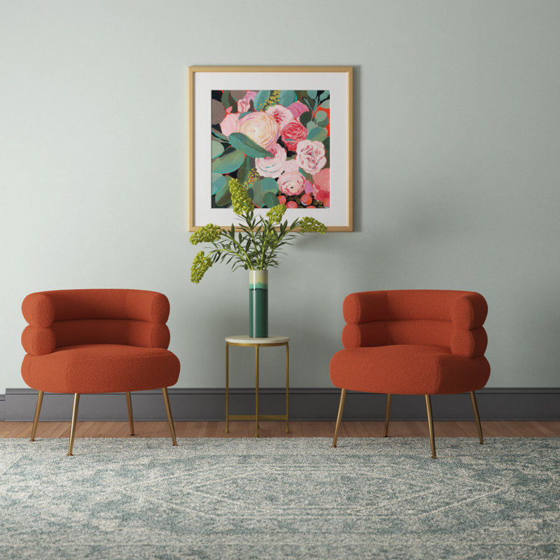 Demetrius Upholstered Barrel Chair, Orange Teddy