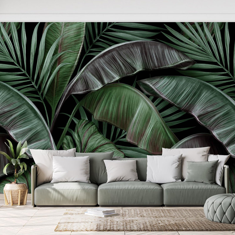 Feuillage tropical luxuriant à feuilles tropicales, L 132 po x l 168 po
