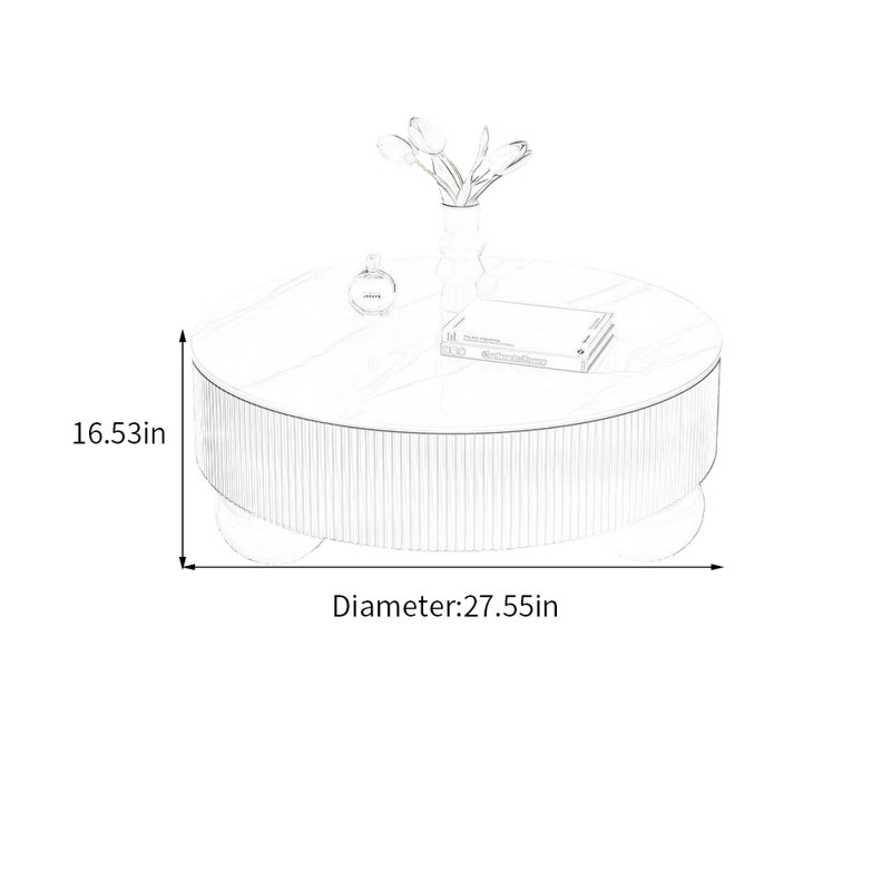 Table basse Luxury, 16.53" H x 27.55" L x 27.55" W, Blanc / Gris / Noir, Blanc