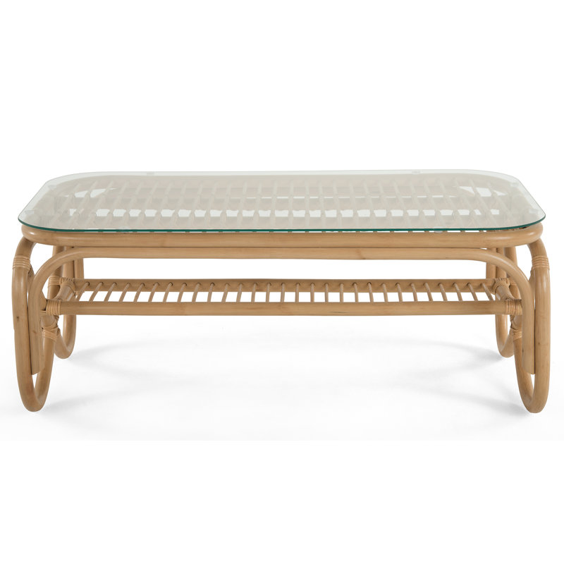 Brayden Glass Top Coffee Table, Brown