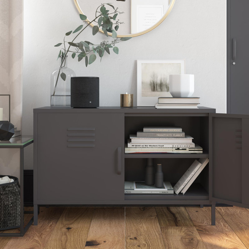 2-door metal locker accent cabinet, Graphite Grey