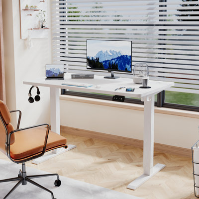 Hieronymus Electric Adjustable T-Shape Standing Desk Home Desk With Backpack Hook And Memory Smart Pannel