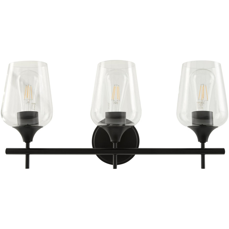 Soileau Wall Sconce, Clear, 3, Matte Black