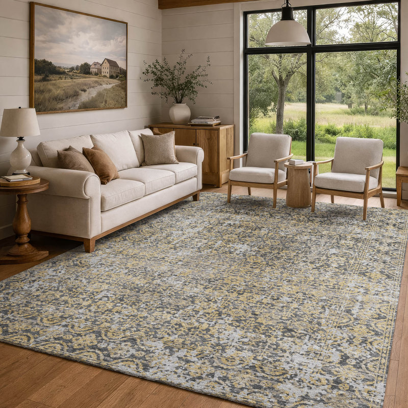 Tapis lavable à la machine intérieur / extérieur ACN2931, Gray, 3' x 5'