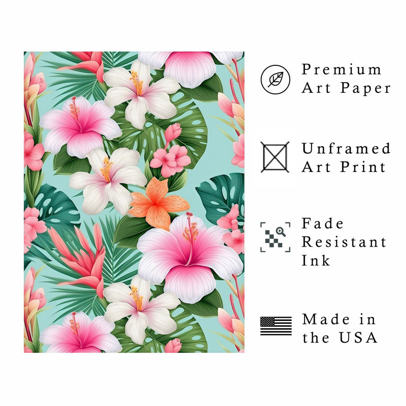 Motif floral floral hibiscus floral, H 36 po x l 24 po