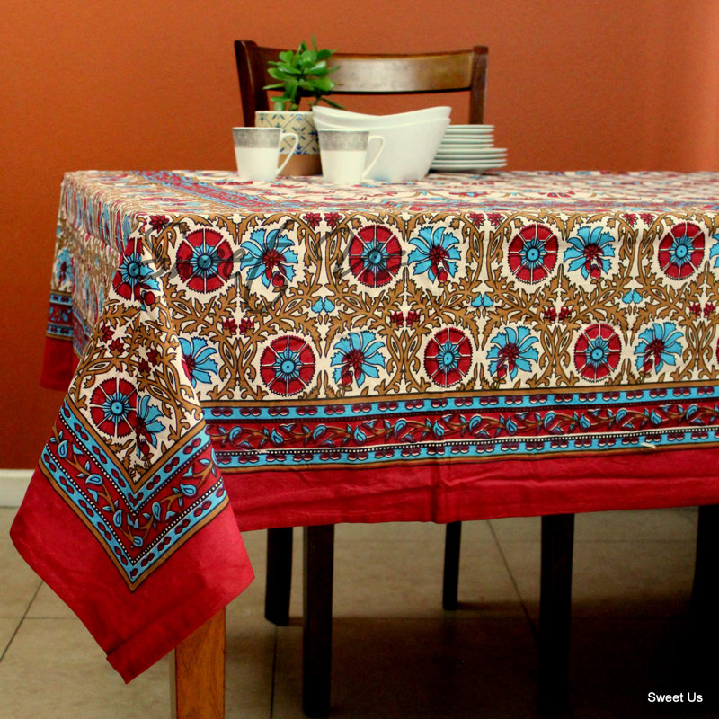 Nappe en coton, L 88 po x l 104 po, Rouge