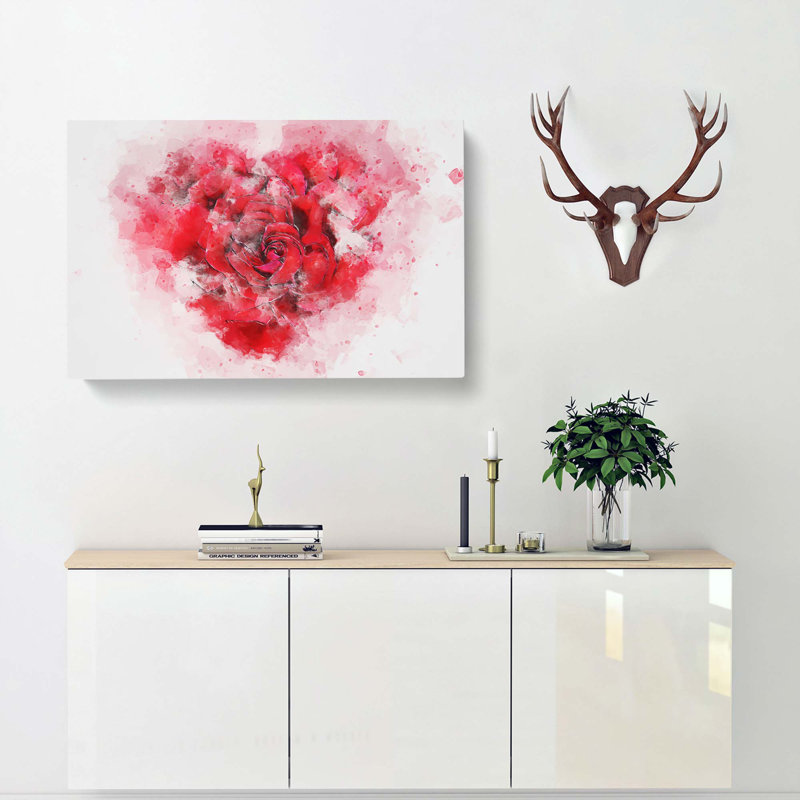 Rose Heart In Abstract - Wrapped Canvas Print, 35cm H x 50cm W x 3cm D