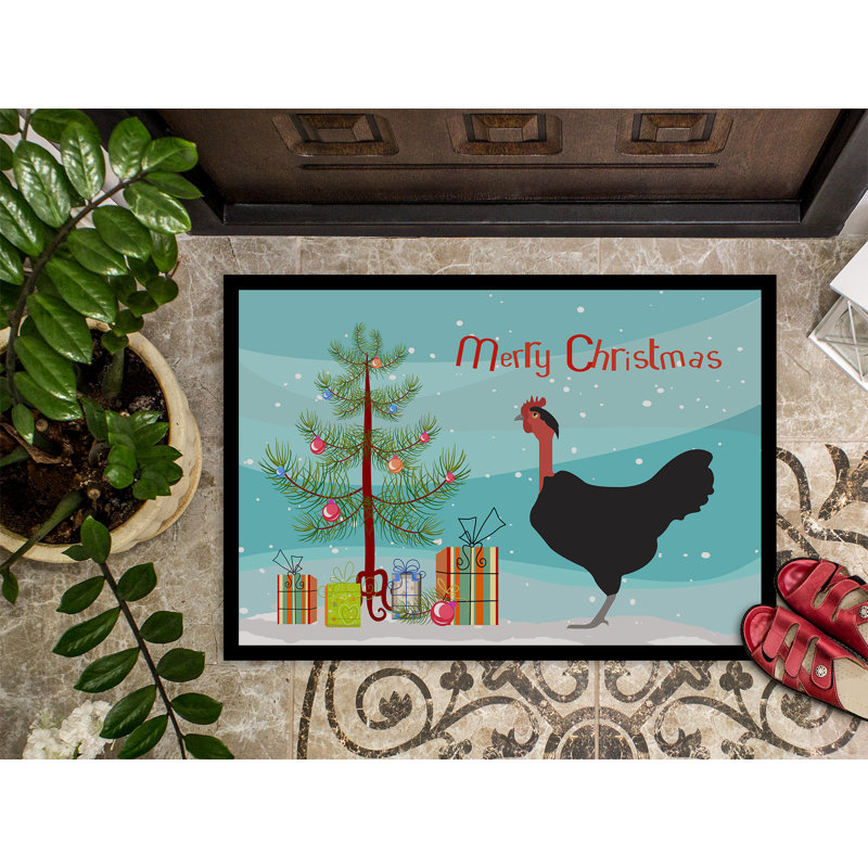 Tapis de noël pour l’extérieur antidérapant à poule, Rectangle 2 pi x 3 pi