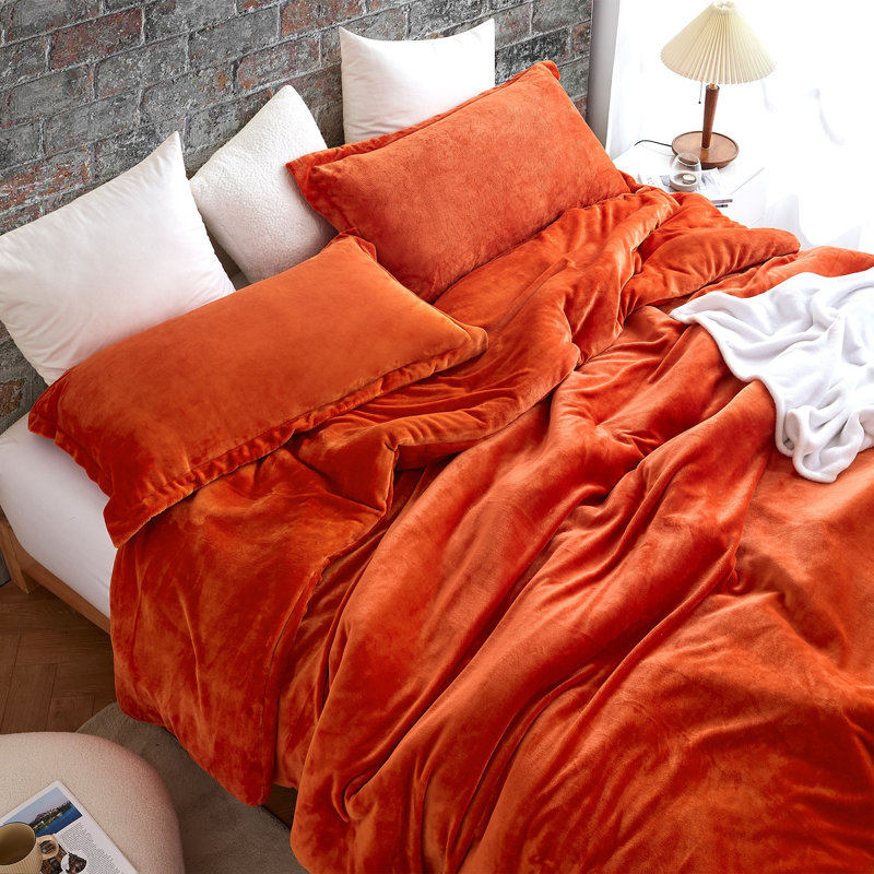 Original Plush Velour Coma Inducer Oversized Comforter Set, Orange, Twin Comforter + 1 Standard Sham