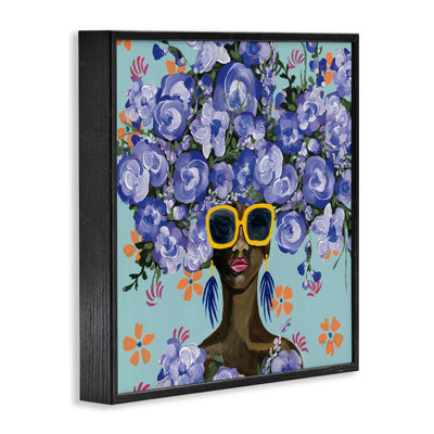 «Sunning In Blue Florals», giclée encadrée, design par Yvette St. Amant