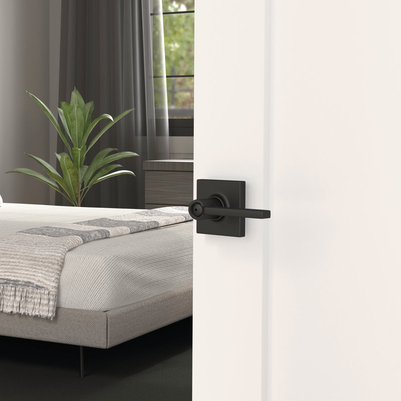 Latitude Lever with Collins Trim Bed and Bath Lock, Matte Black