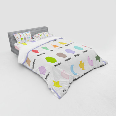 Ensemble de housse de couette éducatif moderne et contemporain en microfibre blanc / bleu