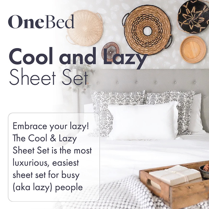 Cool & Lazy Sheet Sets With Easy On Flat Sheet W/Corner Buttons, Gray, Full XL Sheet Set