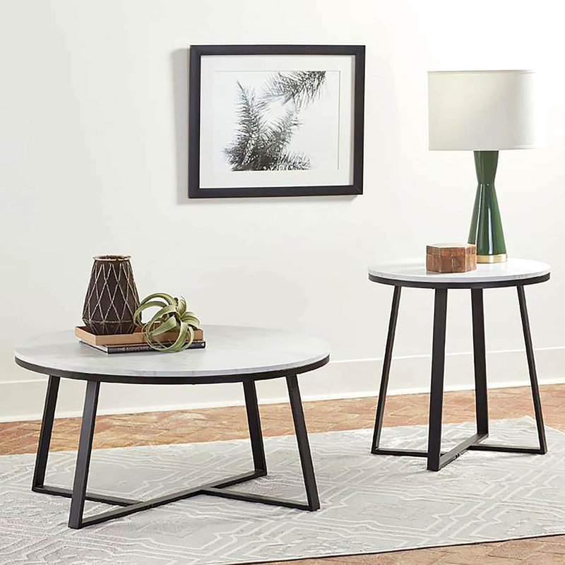 Table basse en faux marbre