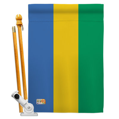 Drapeau du Gabon de la nationalité mondiale, coussin décoratif vertical à 2 faces 28 x 40 po Ensemble de drapeaux