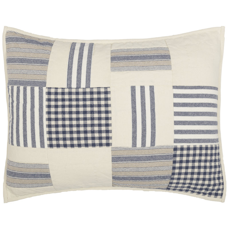 Taie décorative 27 po x 21 po Doylestown, Patchwork bleu