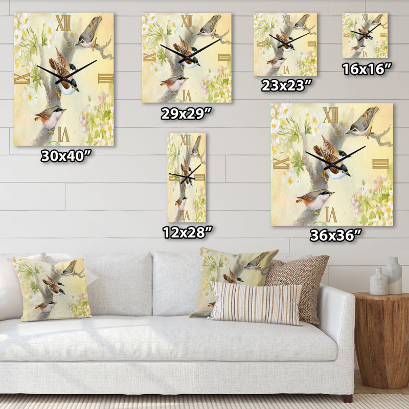 Horloge murale oiseaux sur un pommier en fleurs, Petit