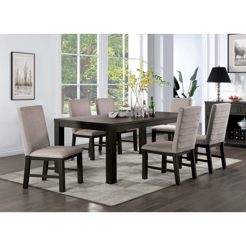 71.6" W Transitional Dining Table, Antique Black/Gray