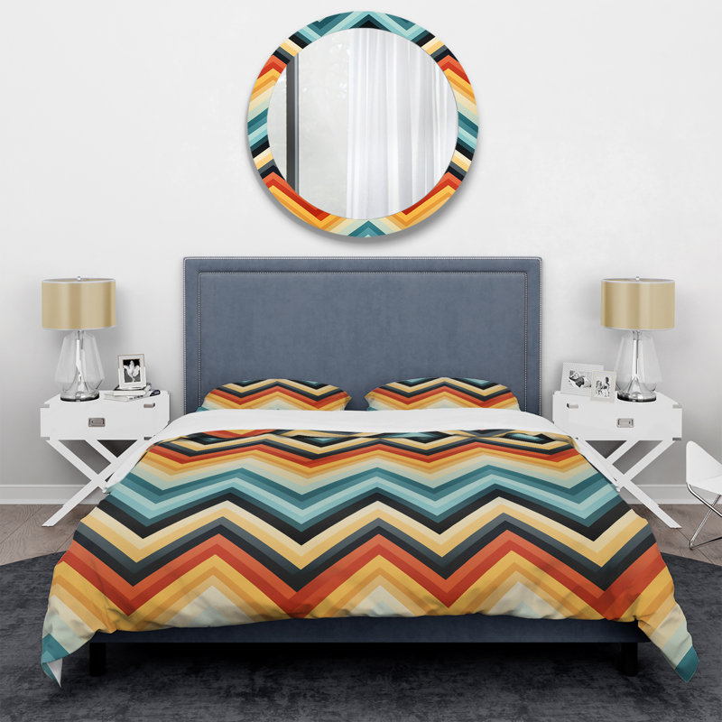 Ensemble de housse de couette en microfibre orange / bleu, Housse de couette pour très grand lit et 2 très