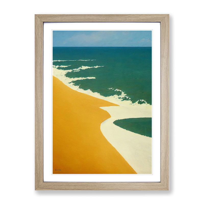 Enigmatic Beach - Single Picture Frame Painting, 64cm H x 46cm W x 2cm D, Oak