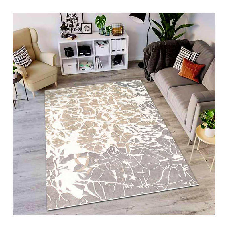 Abstract Area Rug in Beige/Gray