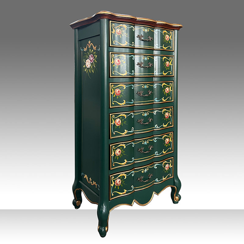 Commode d'appoint six tiroirs peinte à la main
