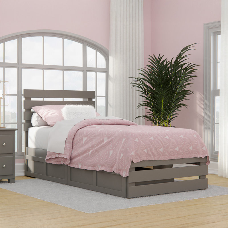 Dionis Kids Extra Long Twin Platform with Drawers, Gray