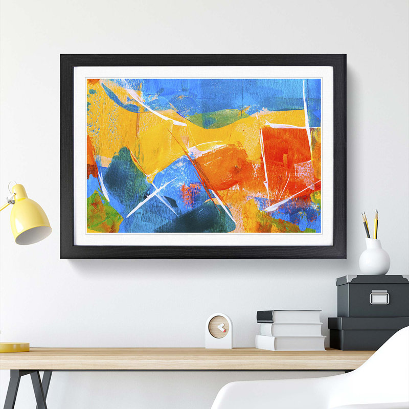 Abstract Art Painting Vol.36 by S.Johnson - Picture Frame Painting Print, 27cm H x 36cm W x 2cm D, Black Framed