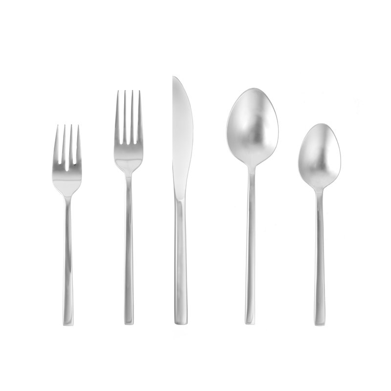Arezzo 5 Piece 18/10 Stainless Steel Flatware Set, Service for 1, Silver