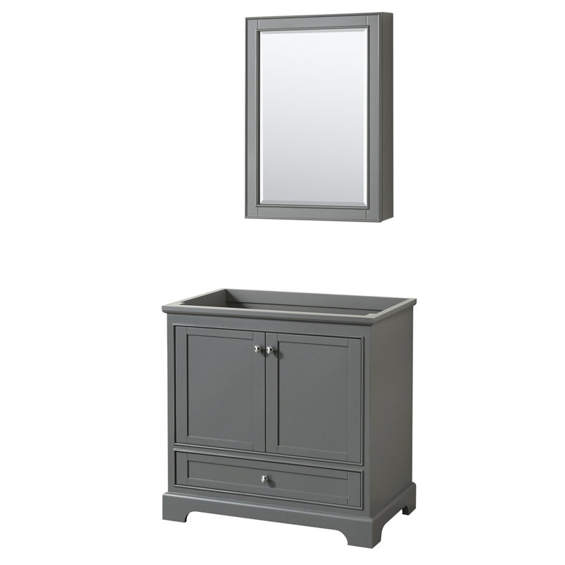 Base de meuble-lavabo simple autoportante 35,25 po Deborah, Gris foncé / chrome poli