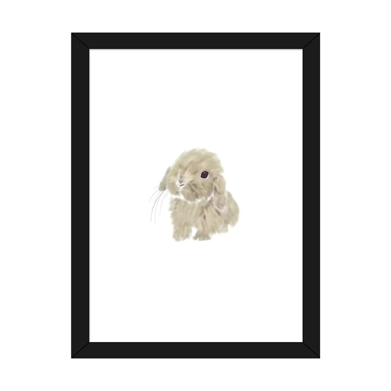 Décoration murale bébé lapin, H 24 po x l 16 po x P 1 po, Papier encadré noir
