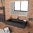Pyramid 36" Wall Mounted Rectangular Solid Surface Bathroom Sink in Matte Finish - Black, With Faucet Hole