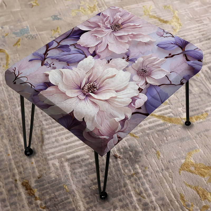Ethereal Floral Elegance Victorian Pattern II - Floral Rectangle Ottoman