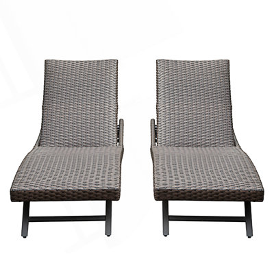 Chaise longue d'extérieur en osier 2 pièces