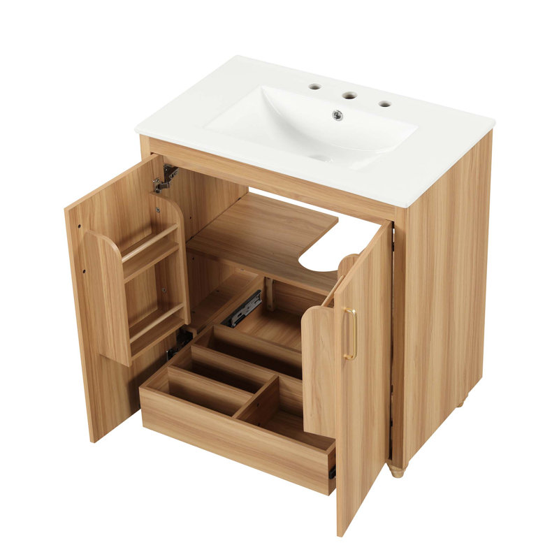 Meuble-lavabo multifonctionnel avec portes et tiroir 30 po