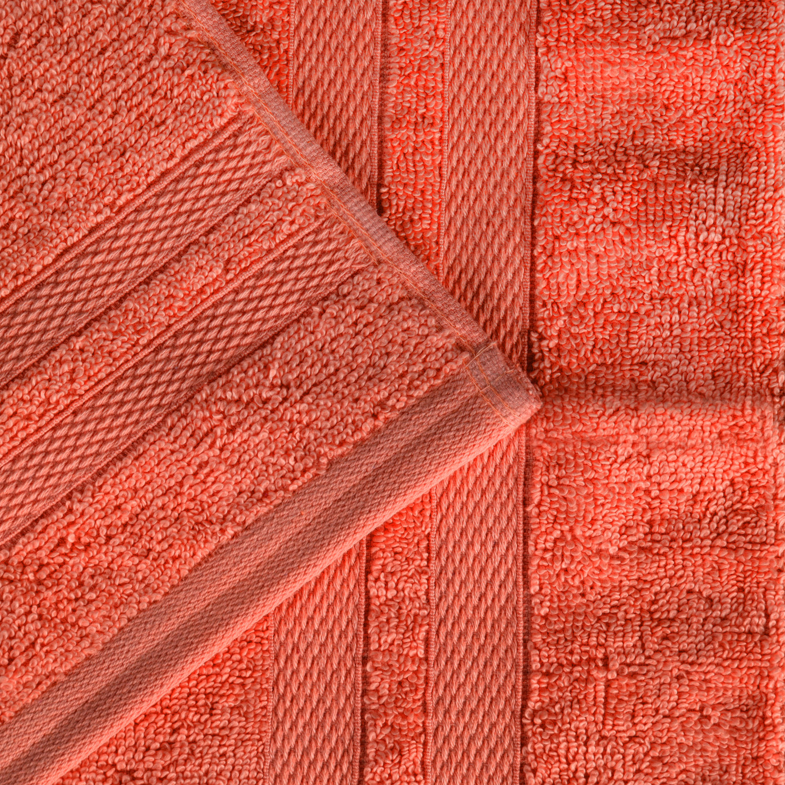 Quick-Drying Dobby Border Cotton Towel Set, Tangerine
