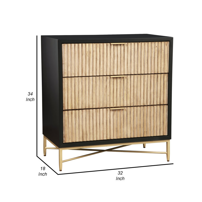 Commode décorative 3 tiroirs en métal