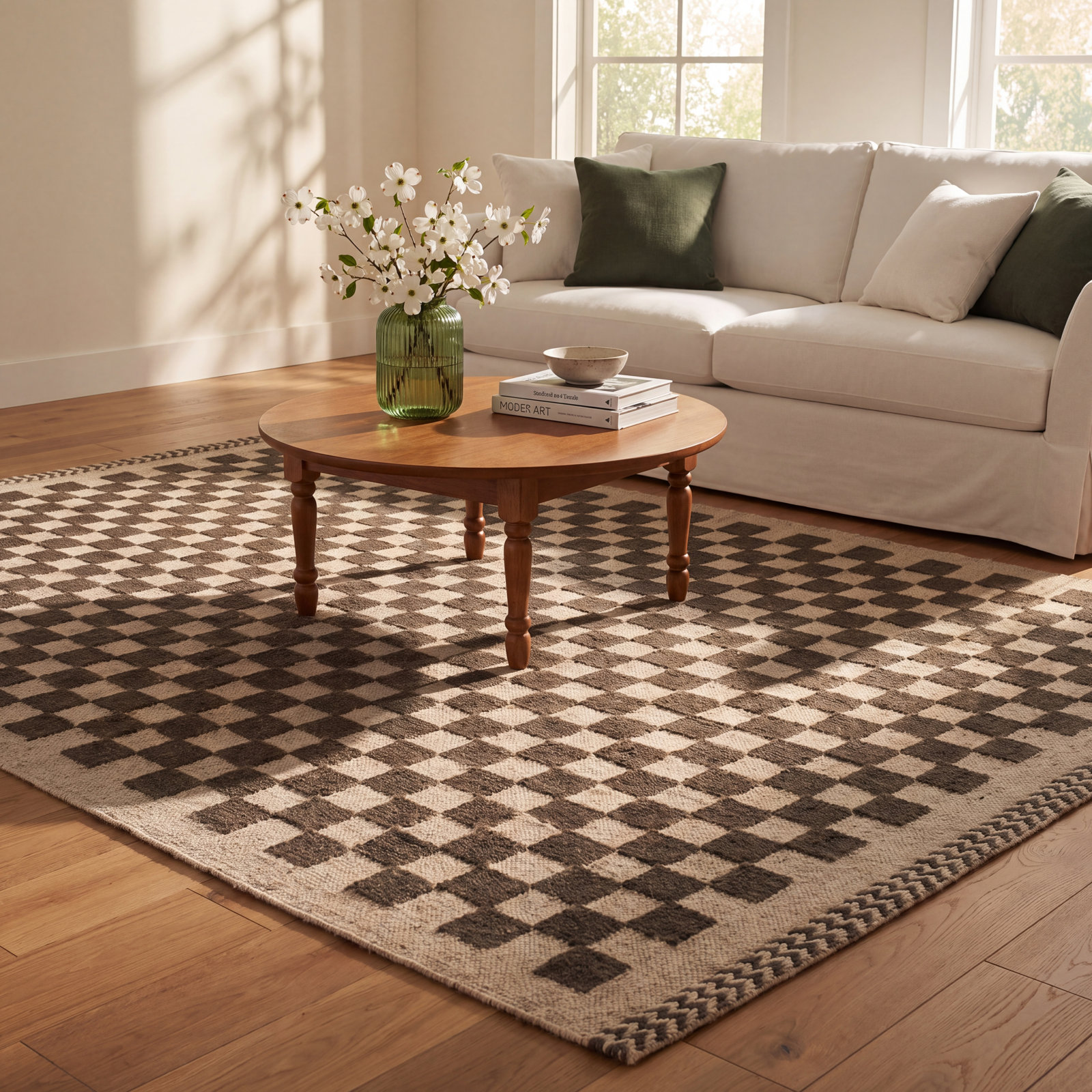 Azle Charcoal Beige Hand-Woven Wool Rug, Rectangle 10' x 14'
