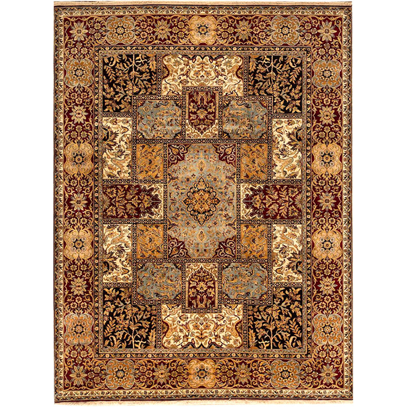 Wool Oriental Area Rug in Brown/Red/Beige/Light Blue