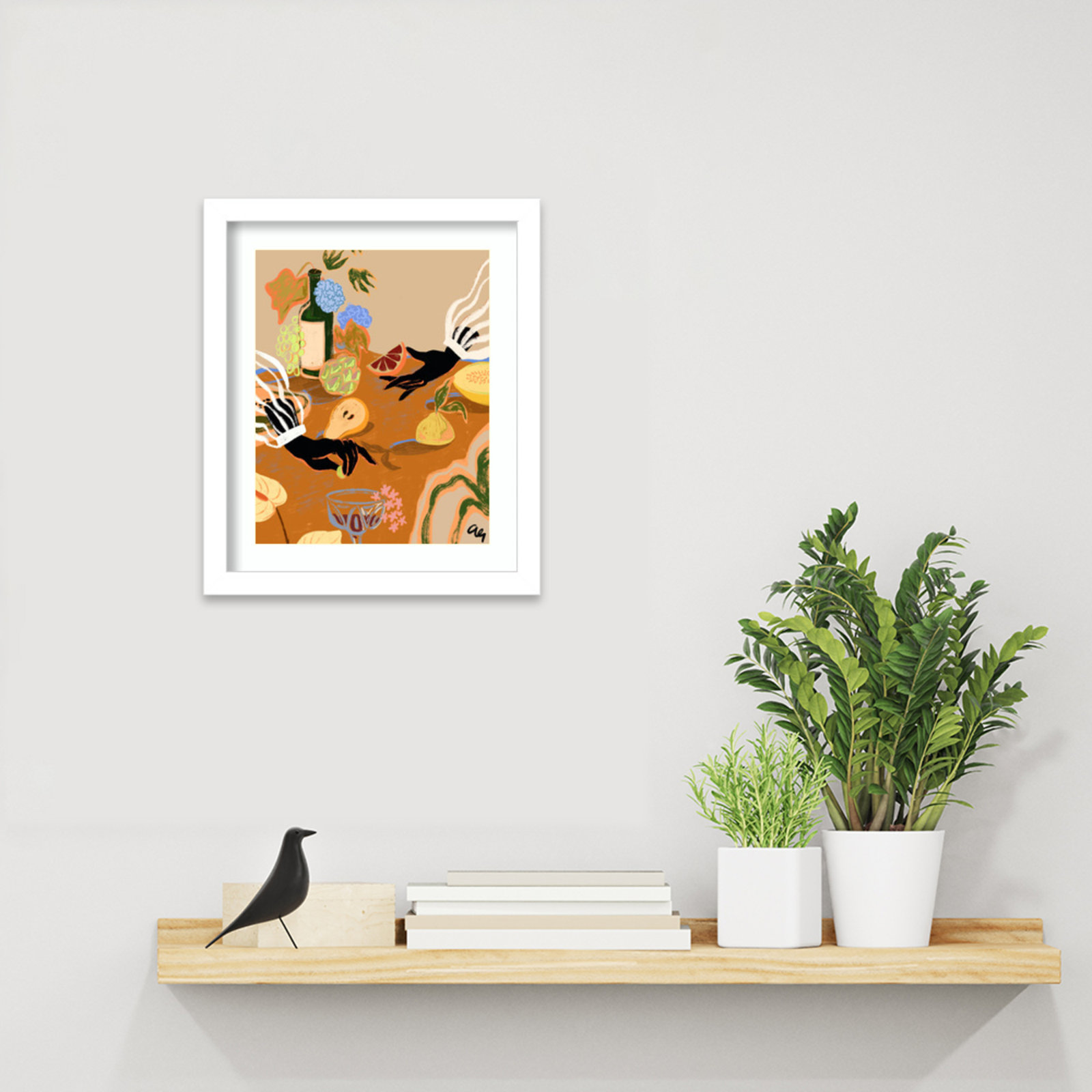 Oberon "Handful of Love (Fruit)" Print, White, 13" H x 11" W
