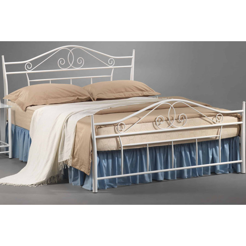 UK Double - DE 135 X 190 Cm Metal Bed, Platinum