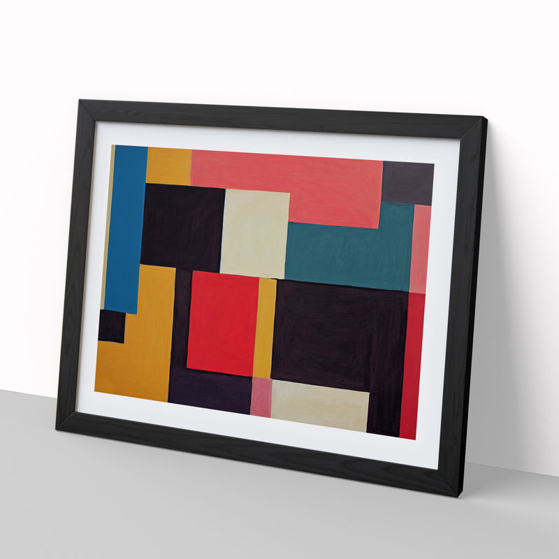 Bauhaus Abstract Art Vol.2 - Single Picture Frame Print, Black, 46cm H x 64cm W x 2cm D