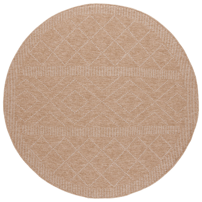 Leonara Retreat Performance Geometric Rug, Round 6'7"