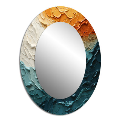 Miroir mural bleu sarcelle orange bord de mer Essence Collage