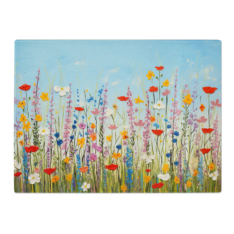 Wildflowers Minimalism No.4  Glass Chopping Board