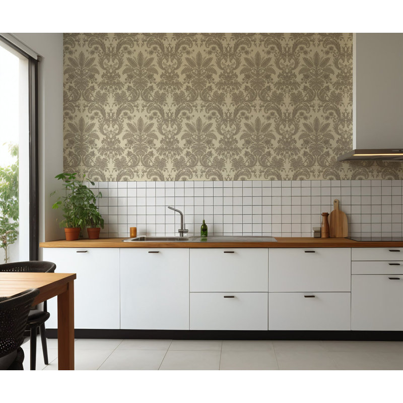 Parlor Paper - Wallpaper, Champagne, Faux Grasscloth