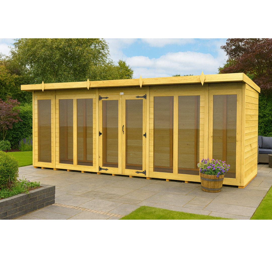 16ft x 4ft Pent Summer House (Full Height Window)