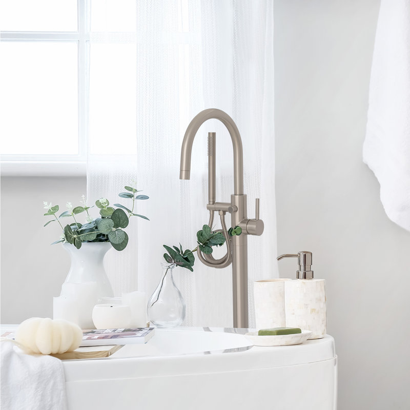 Single Handle Deck Mounted Clawfoot Tub Faucet, Brushed Nickel